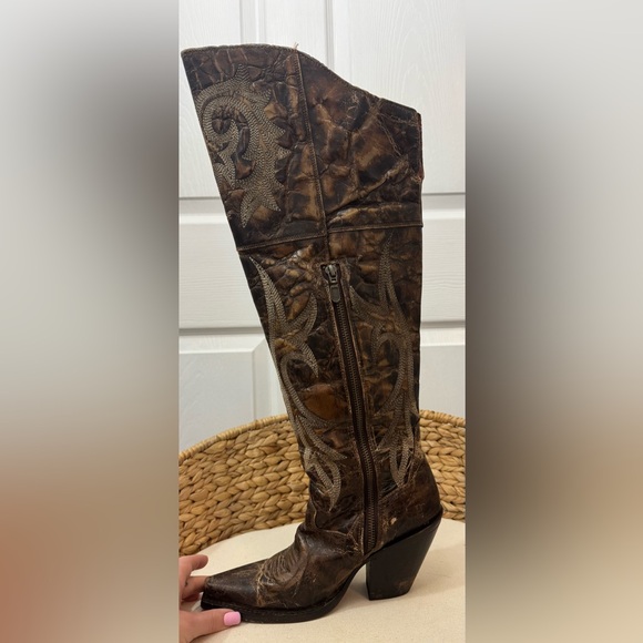 Dan Post Women’s Distressed Brown Heeled Boots Size 7 - Picture 2 of 8